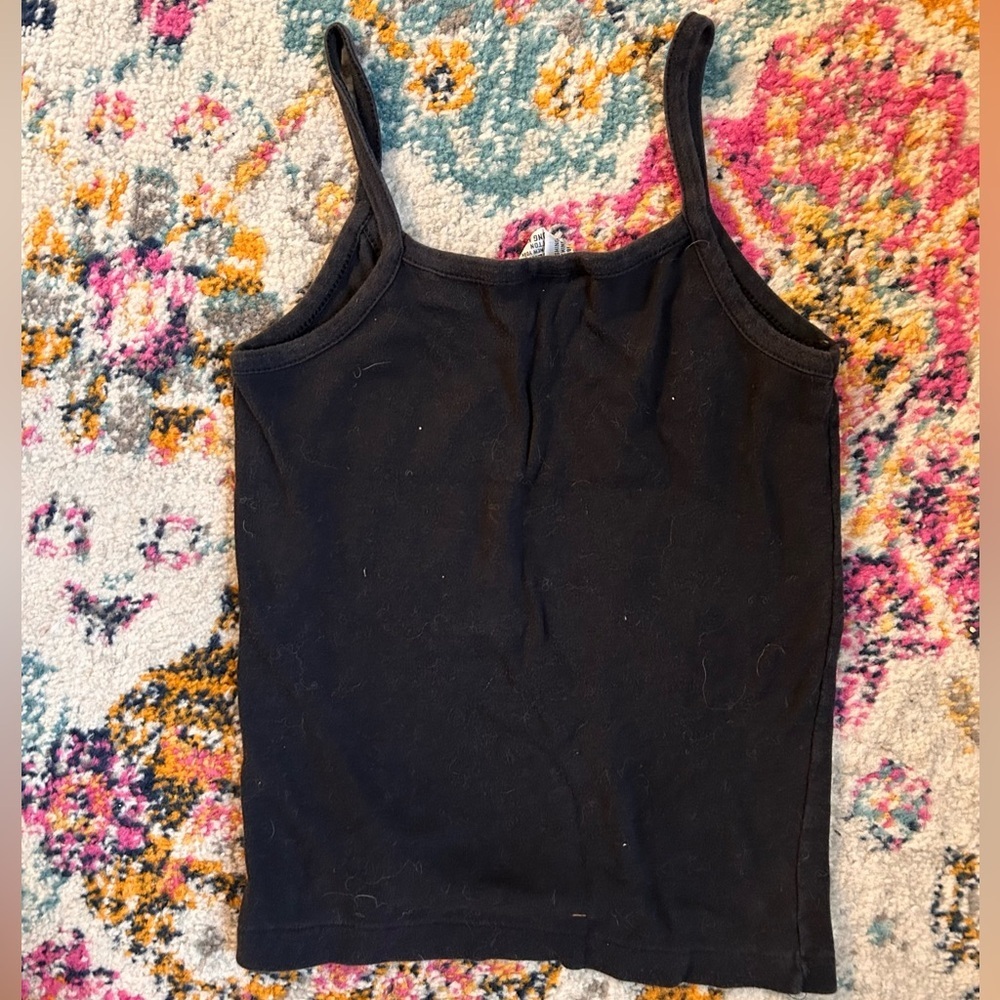 y2K Currants Spaghetti Strap Black Tank 100% Cotton - Picture 2 of 3